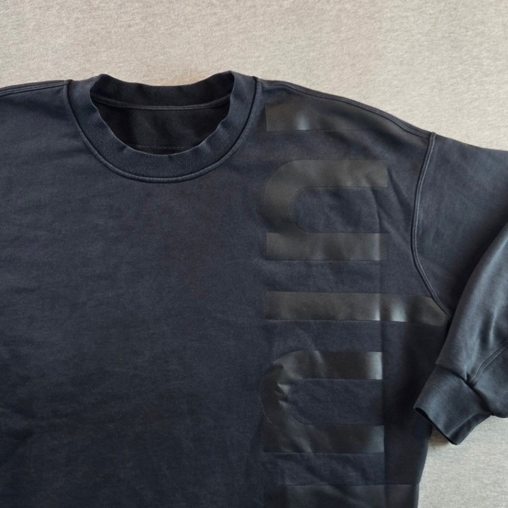 Lululemon Perfectly Oversized Crew Sweatshirt Women L Black Tonal Graphic Logo - Picture 3 of 9